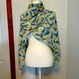 Multi colored scarf, lightweight, 70 inches, never worn
